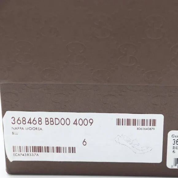 NIB Gucci Mens Navy Blue Unlined Leather Slip-on Loafers Shoes - Picture 9 of 9